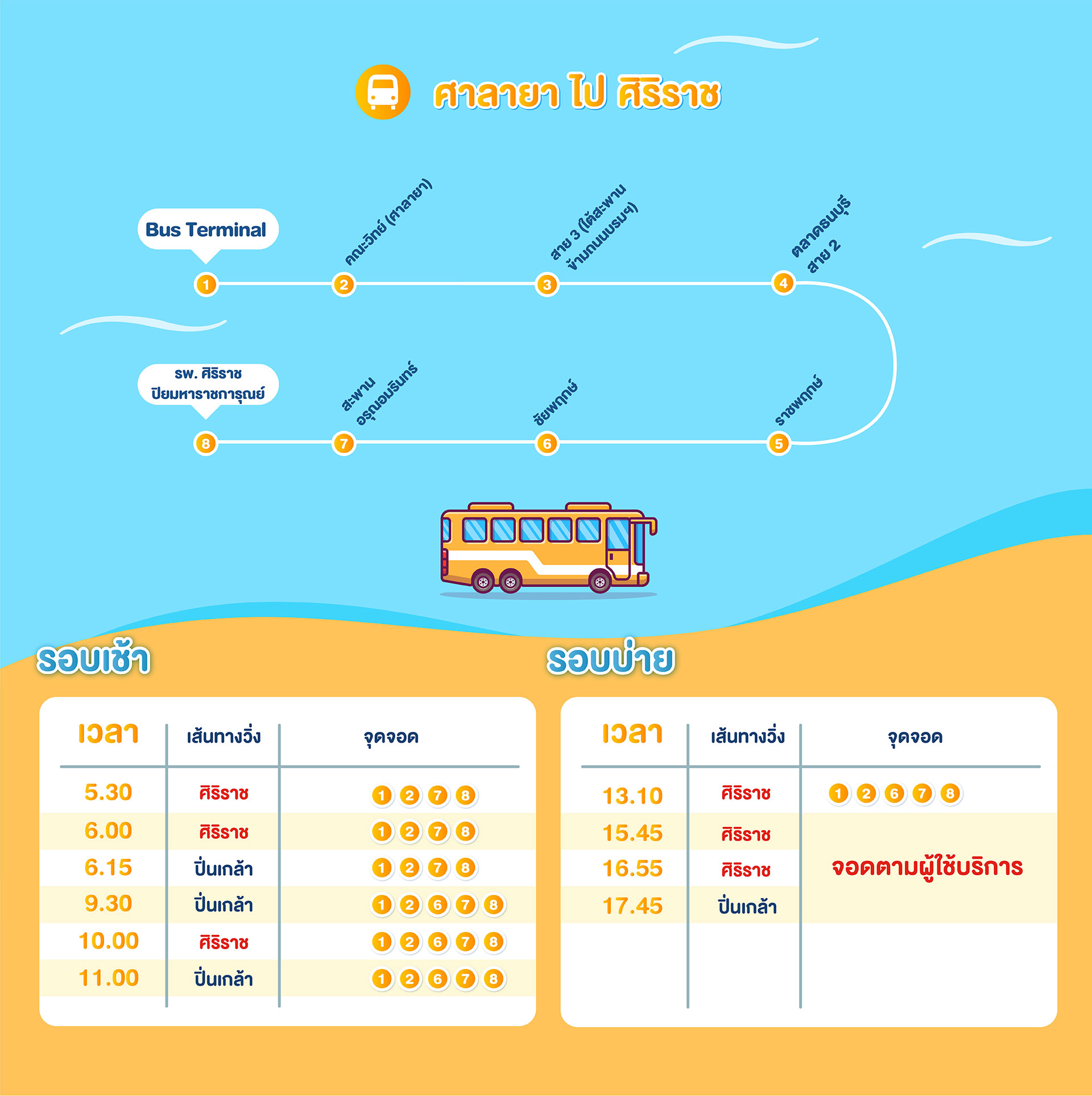 ตาราง Shuttle Bus ศาลายา - ศิริราช